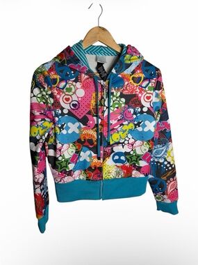 Y2K LOT29 streetwear bright abstract pop art doodle hoodie jacket size XL